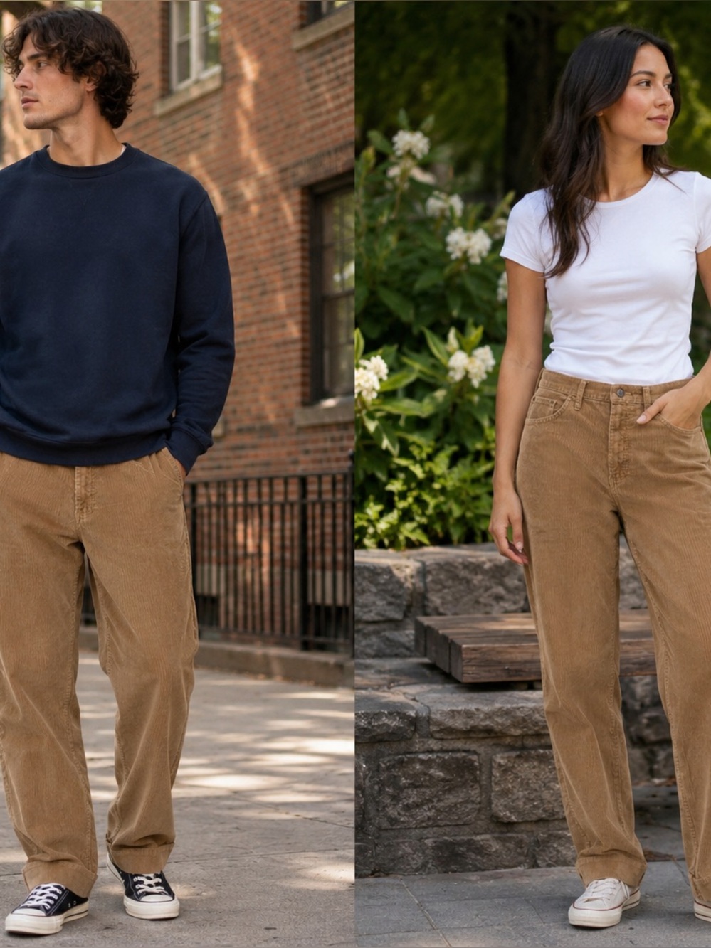 Vintage Sears Tan Corduroy jeans - Straight-leg casual trousers